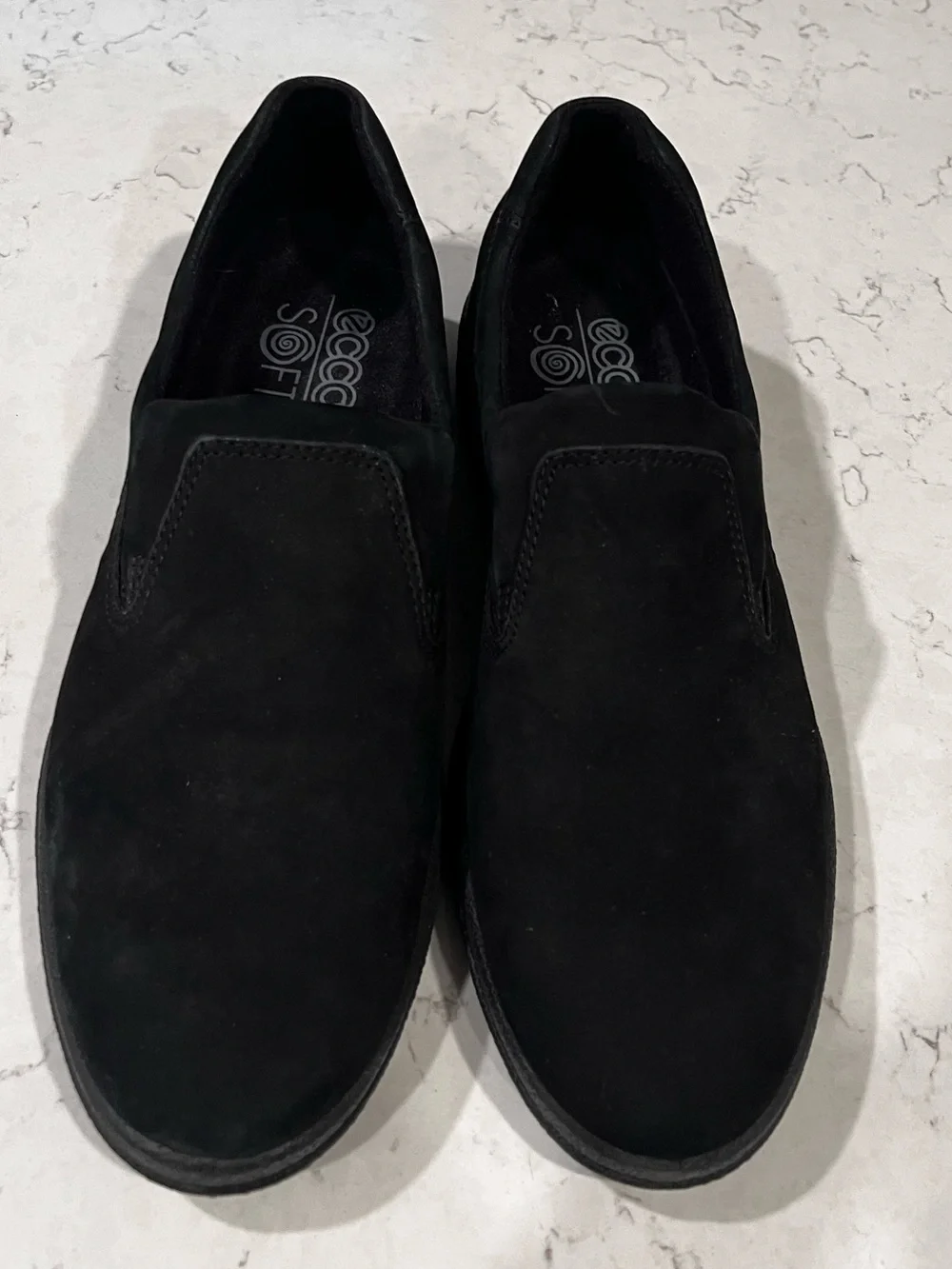 ECCO Soft Black Suede Leather Slip On Loafers Sneaker Comfort Size 42 /11-11.5